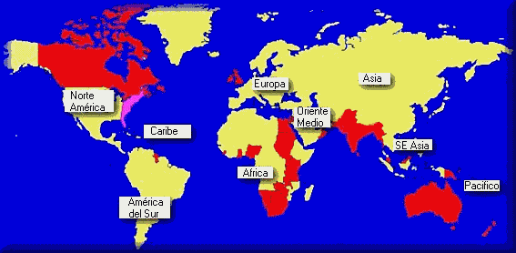 Territorios que formaban el Imperio Británico.