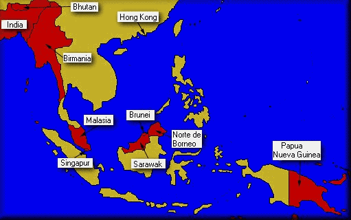 Posesiones del Imperio Británico en Indochina.